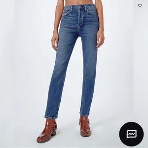 ReDone High Rise Ankle Crop in Mid 70s